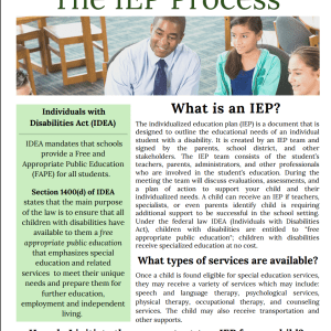 Understanding the IEP Process: A Parent Training Handout + Follow-Up Questions